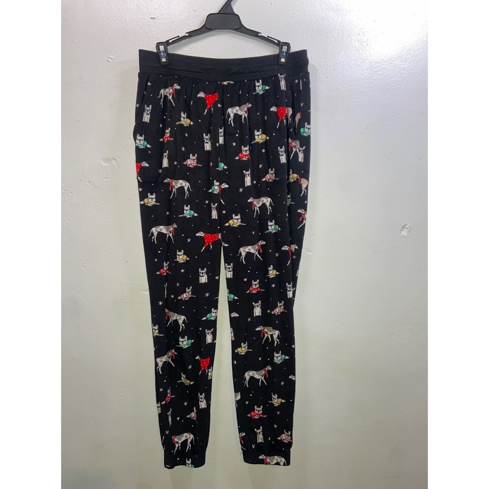 Secret Treasures Christmas Dog Print Fuzzy Jogger Pajama Pants Holiday‎ Festive